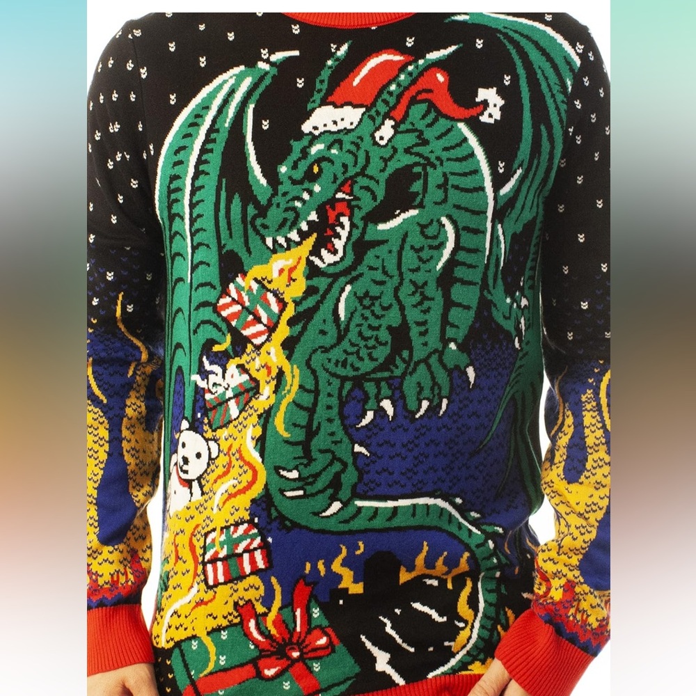 Ugly Christmas Dragon Sweater Size 3 XL